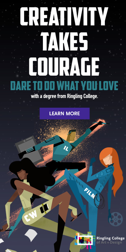 An ad promoting Ringling College of Art and Design's Creativity Takes Courage campaign.