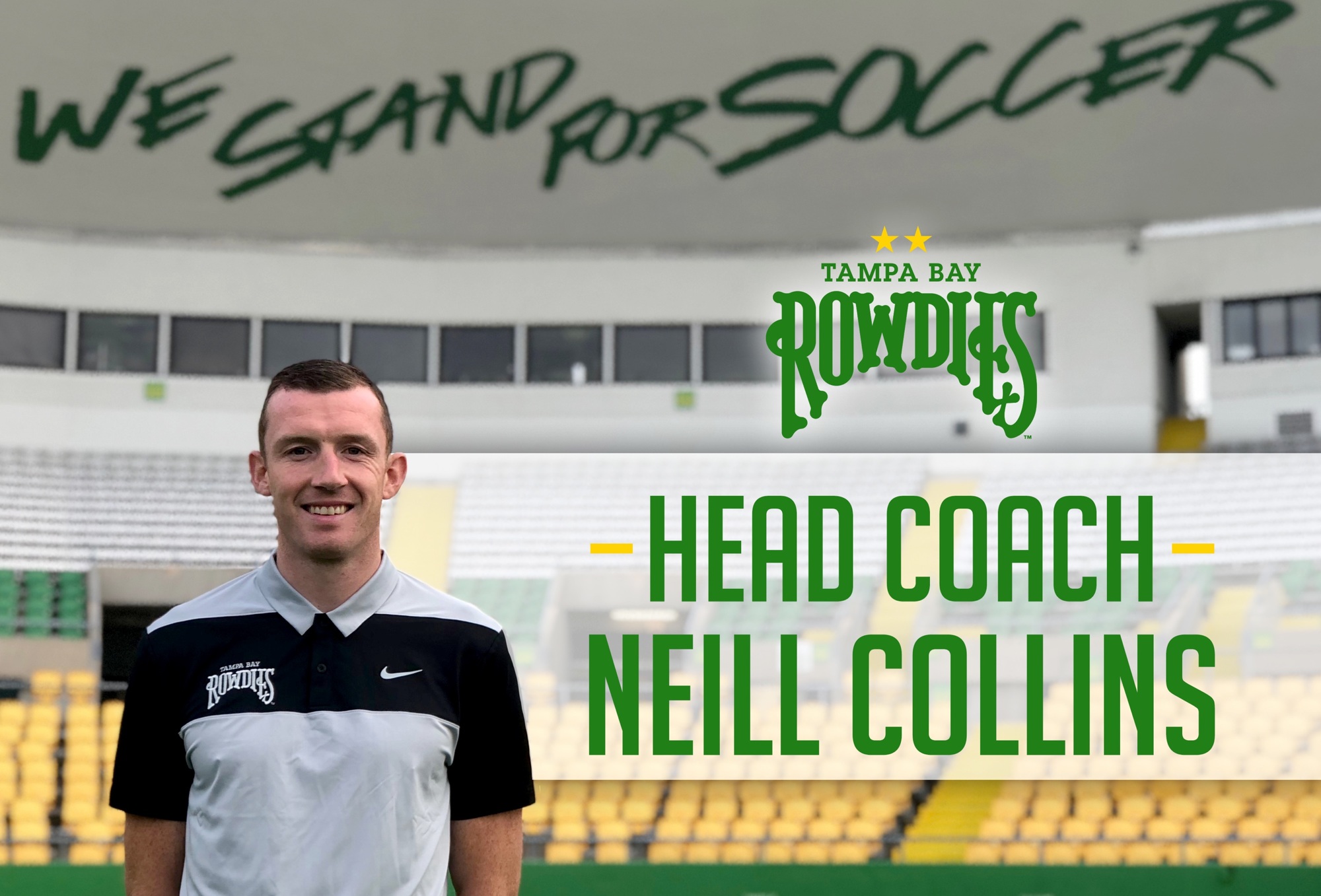 Neill Collins, 34, is the new head coach of the Tampa Bay Rowdies soccer club, succeeding Stuart Campbell. Courtesy photo.