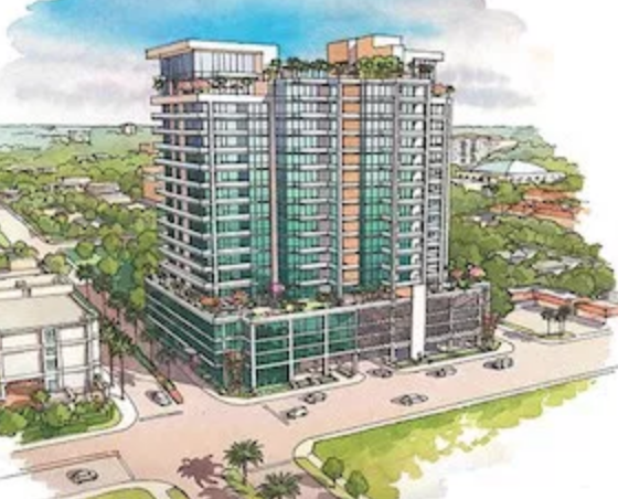 A rendering of the BLVD Sarasota condominium tower.