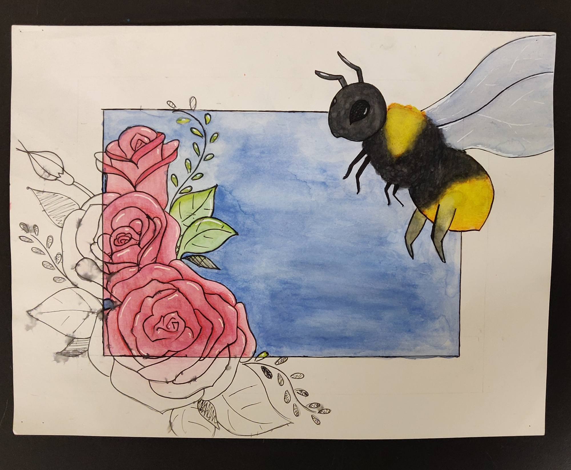 “Bee and Rose” by Audrey Brown, eighth grader at Southwestern Middle