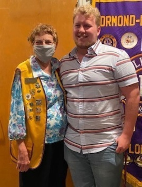 Ormond-by-the-Sea Lions Club President Mary Yochum and Scholarship Recipient Tristan Brooks. Courtesy photo