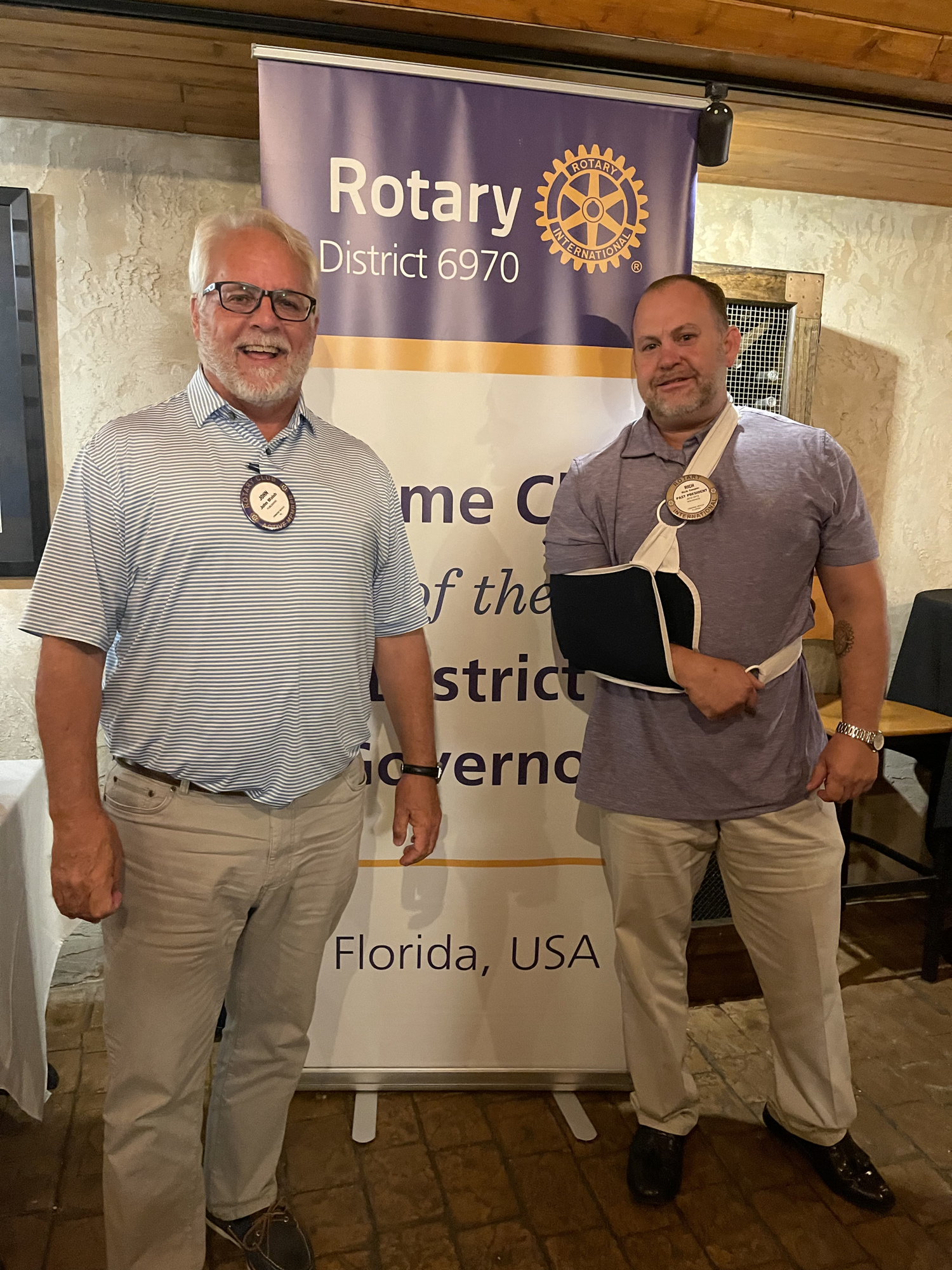 Rotary Club of Ormond Beach Vice President and Ormond Beach Observer publisher John Walsh and new District Governor Rich Cooper. Courtesy photo