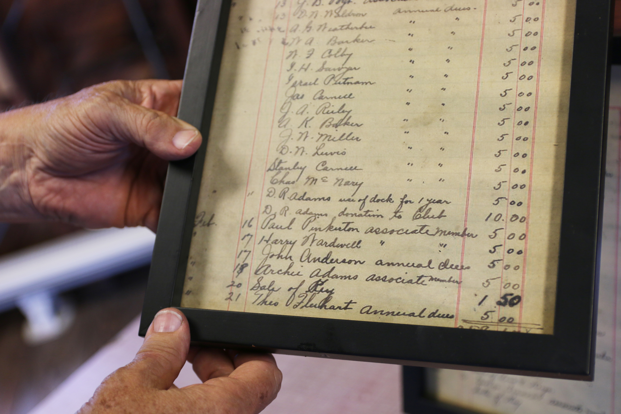 A 1911 roster shows John Anderson paid $5 for his membership. Photo by Jarleene Almenas