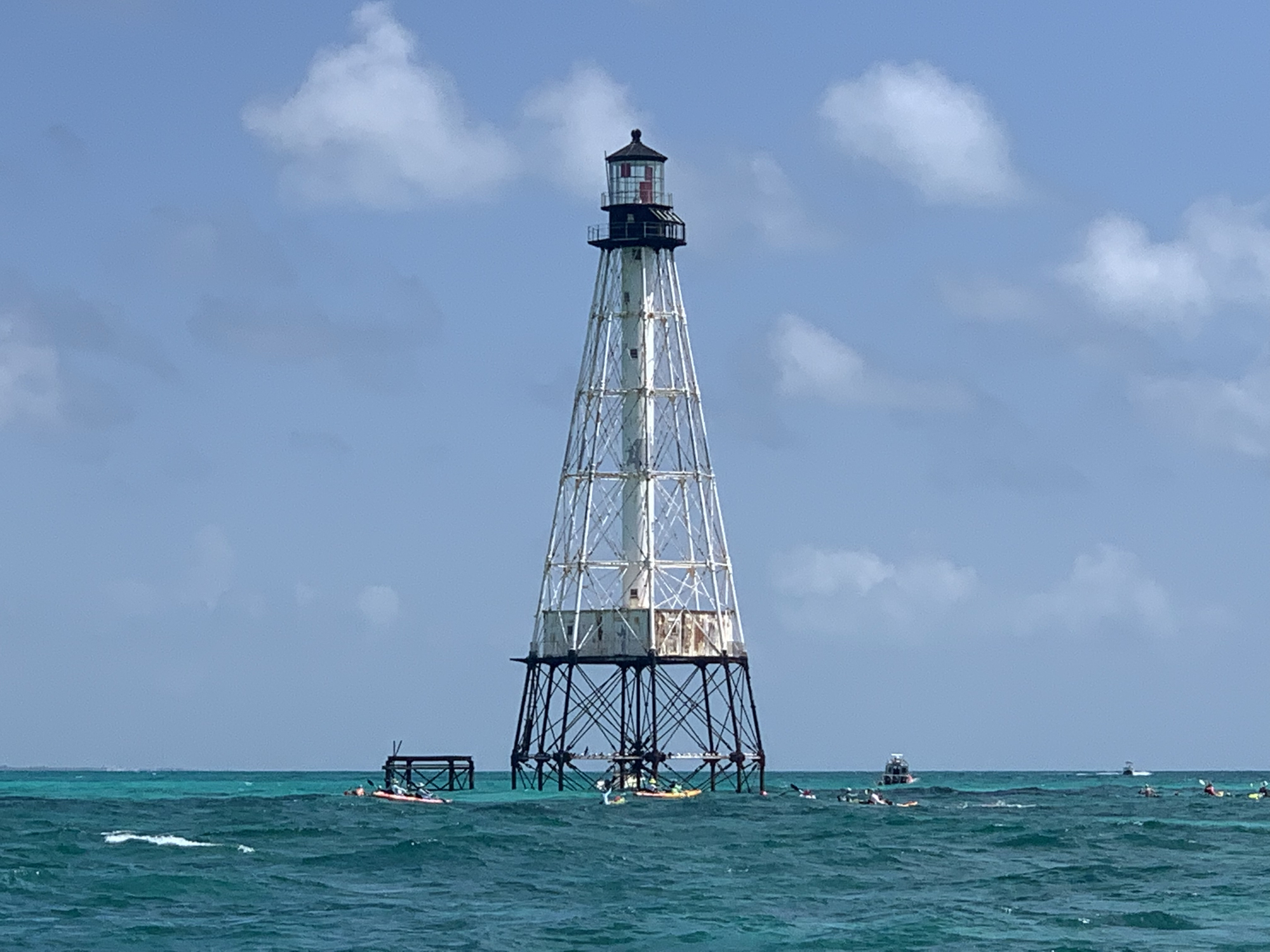 Swimmers and kayakers go four miles to the Alligator Reef Lighthouse and four miles back. Courtesy photo