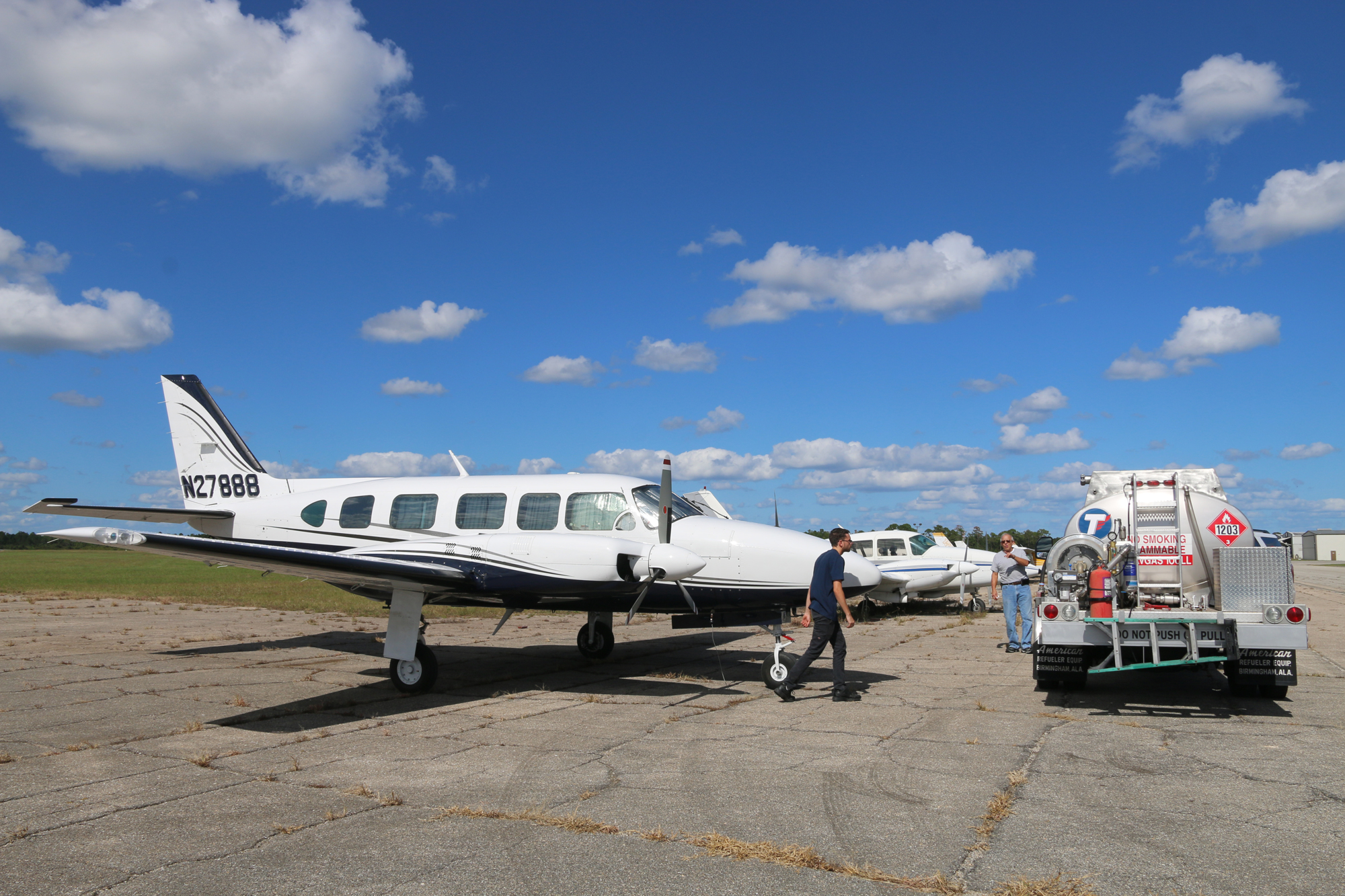 Command Medical Product's 1978 Piper PA-31-350 is refueled after a test run. Photo by Jarleene Almenas