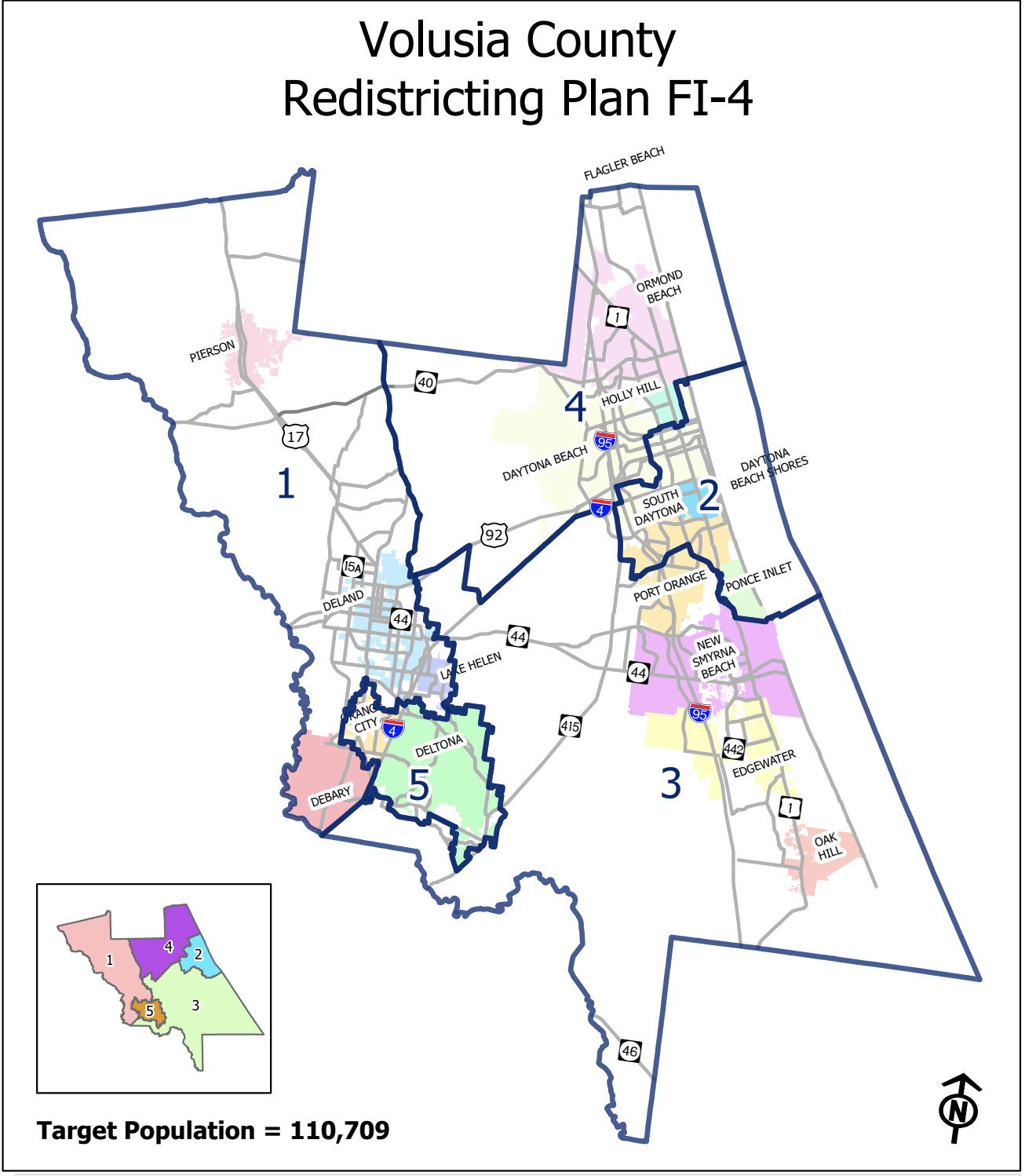 Redistricting Plan FI-4. Courtesy of Volusia County Government
