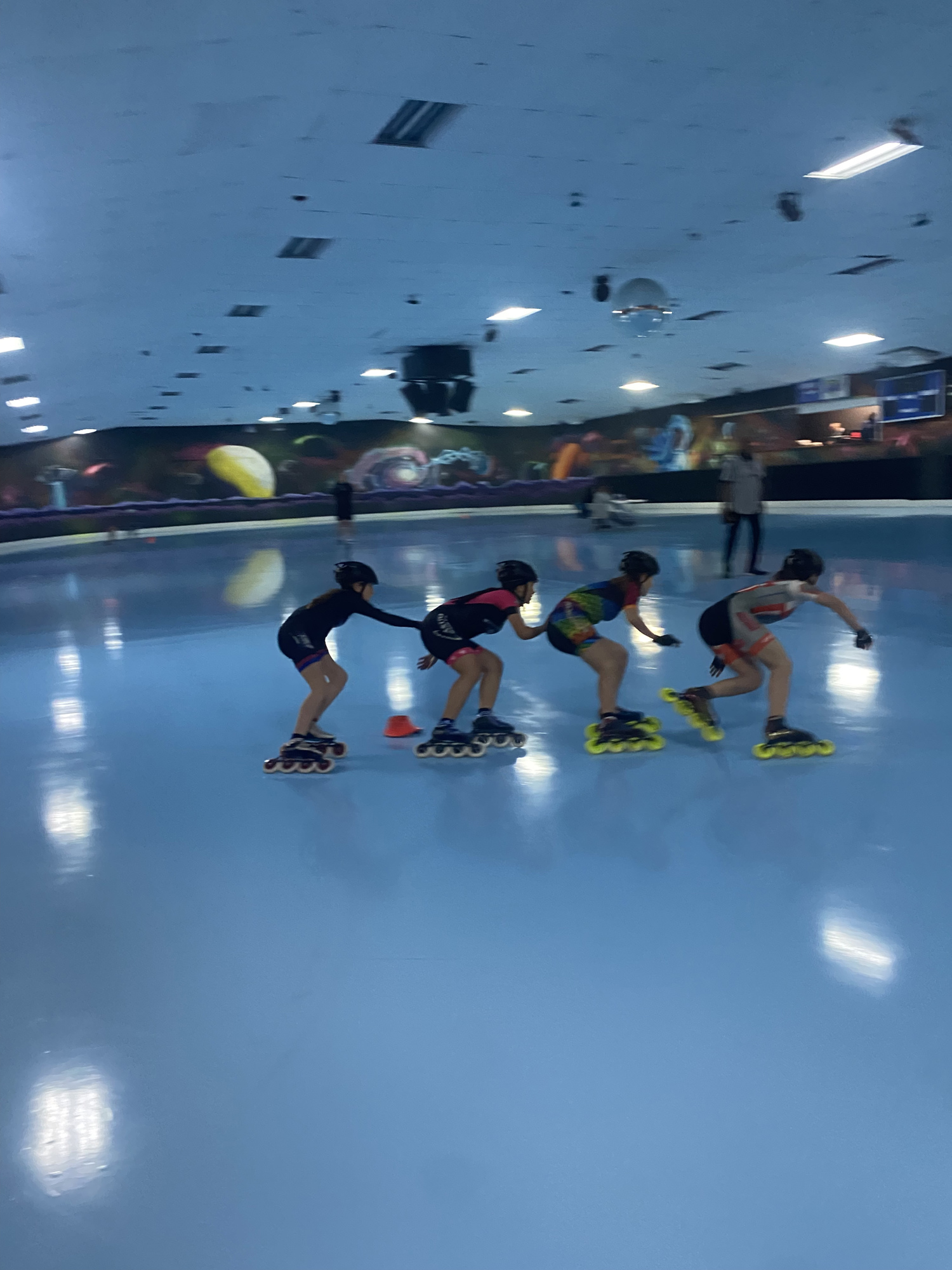 Speed skaters show off their skills on the rink. Courtesy photo