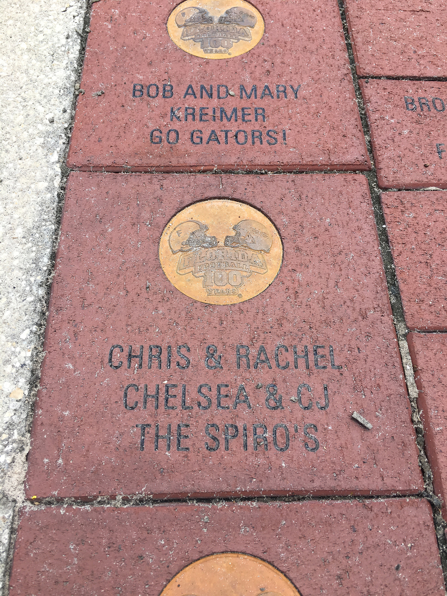 The Spiro family brick at Ben Hill Griffin Stadium in Gainesville. Courtesy Christopher Spiro
