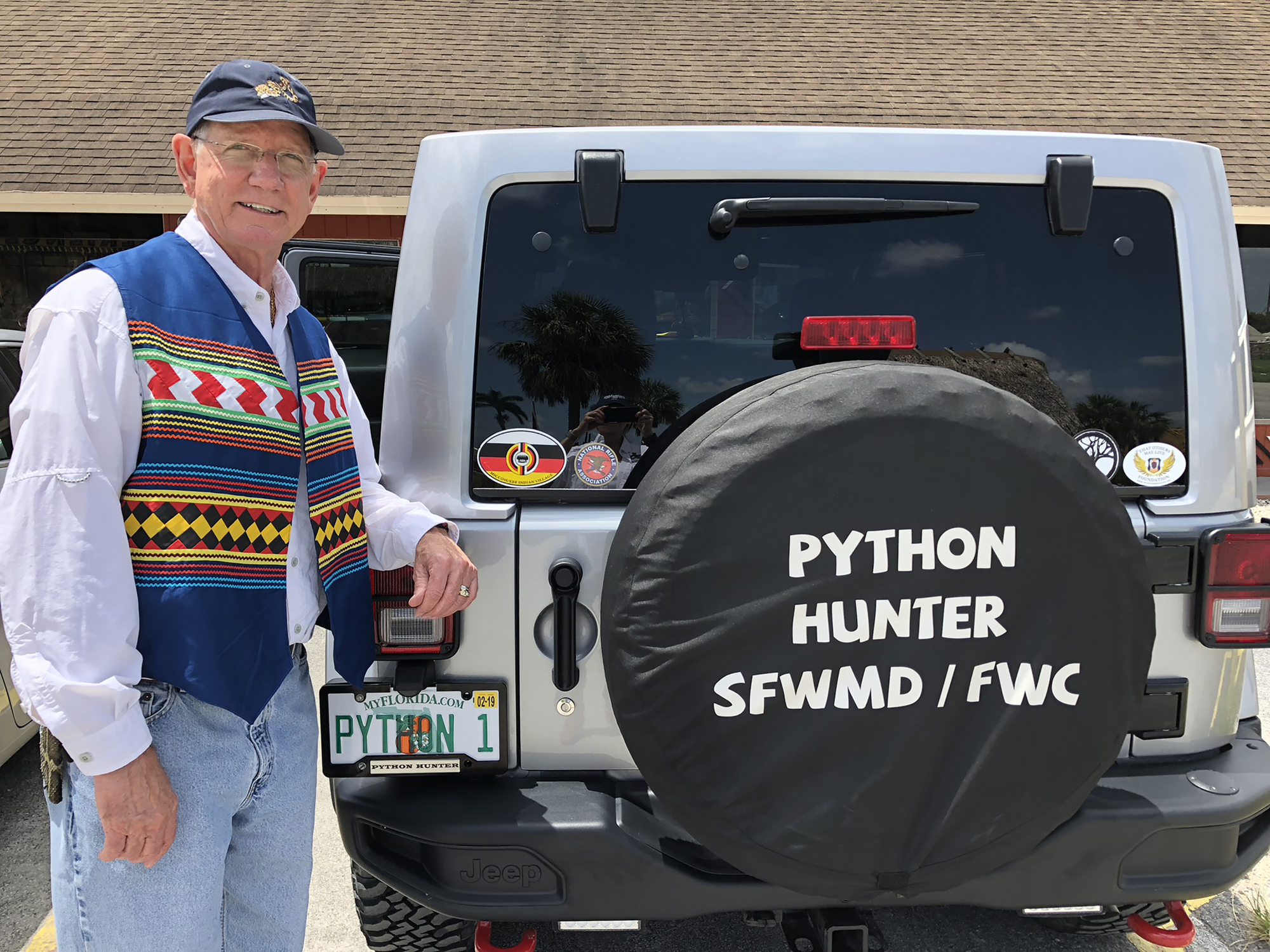 Edison National Bank CEO Geoff Roepstorff bought a Jeep and outfitted it for python hunting. Courtesy Geoff and Robbie  Roepstorff