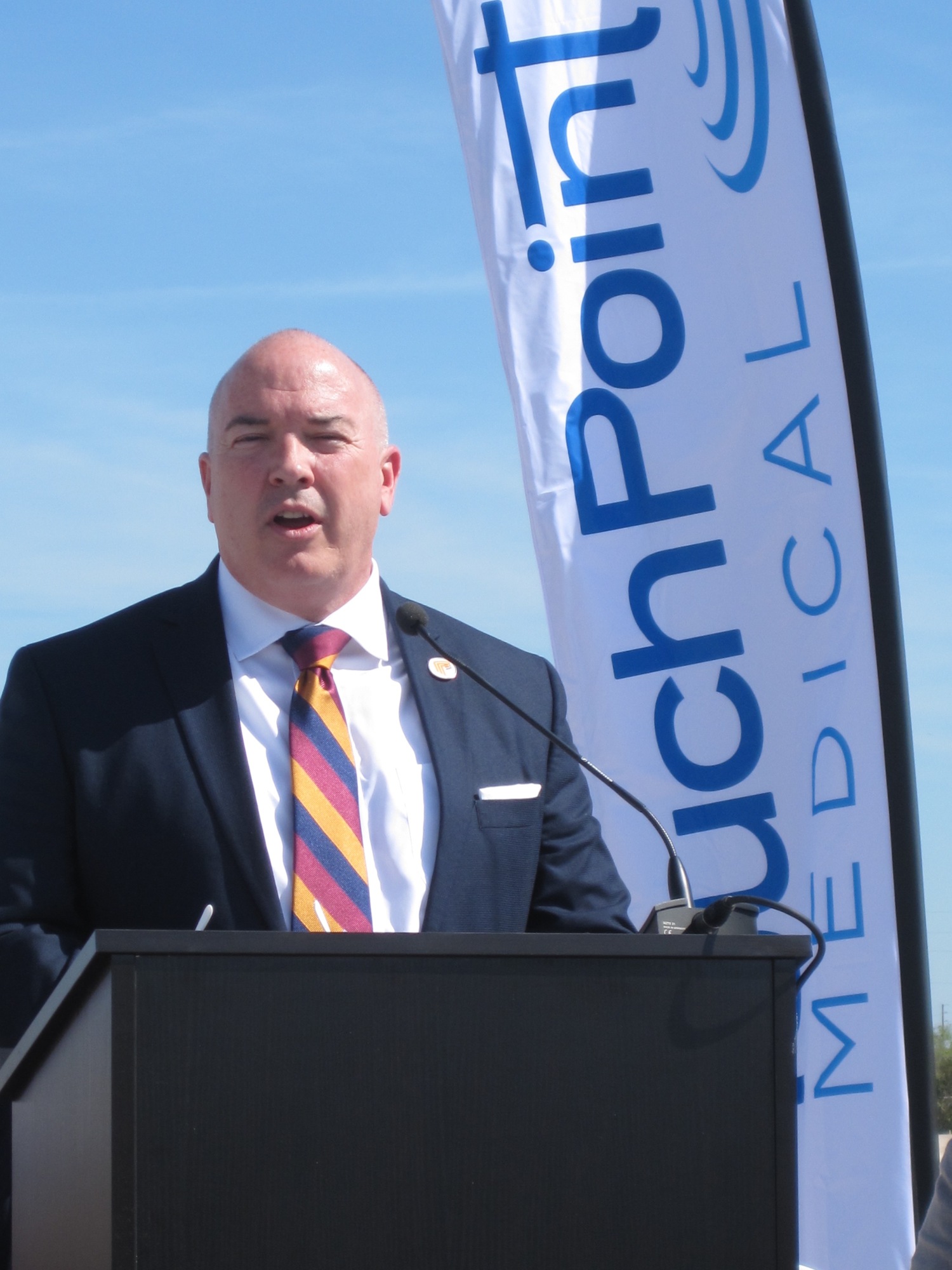Brian Hartz. Pasco County EDC President and CEO Bill Cronin spoke at the groundbreaking of TouchPoint Medical's new headquarters in Odessa.