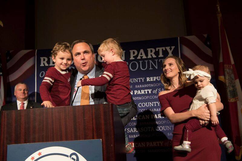 Courtesy. State Sen. Joe Gruters, R-Sarasota, with wife Sydney Gruters, and their children. 
