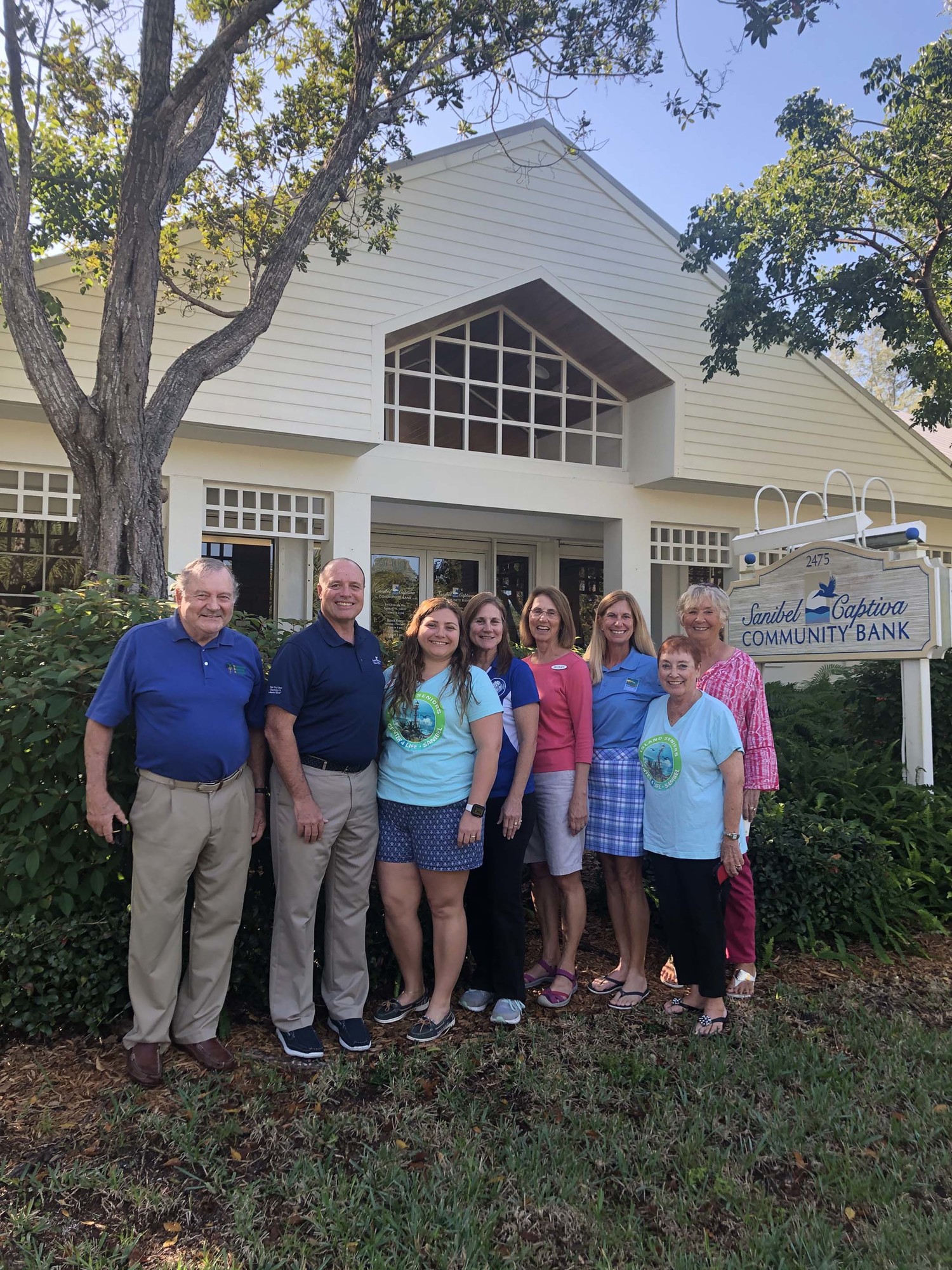 Courtesy. From left to right: Steve Brown, Craig Albert, Amy Esposito-Brown, Trish Phillips, Shirley Schulz, Melissa Rice, Lynn Quigley and Lena Brown in front of the current SCCB office.