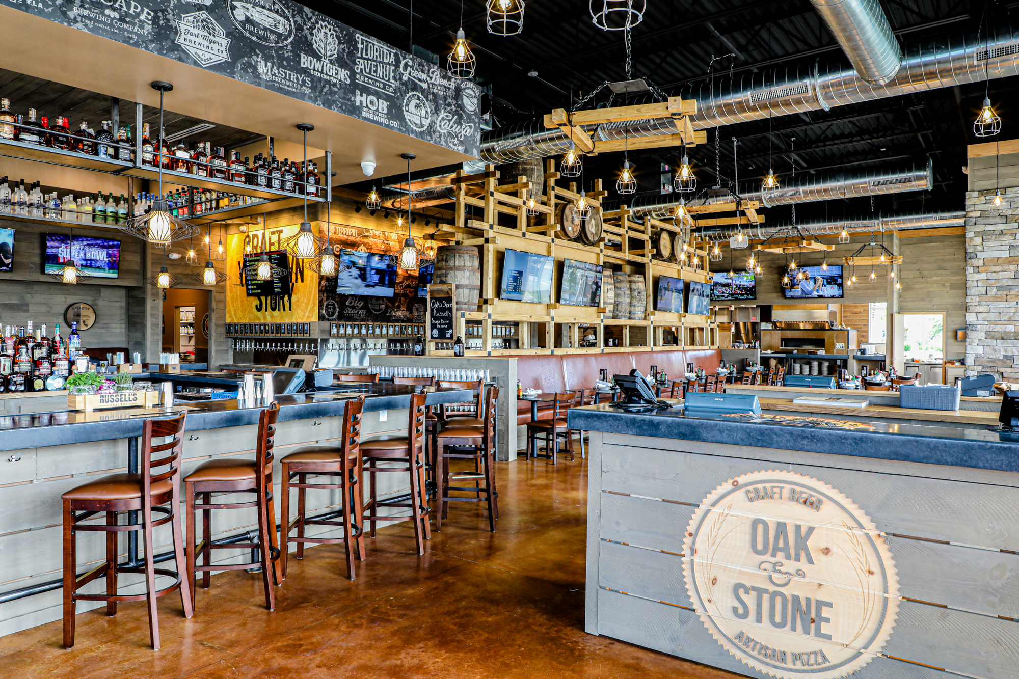 Rodrigo Mendez. Oak & Stone in Naples has a 5,300-square-foot standalone restaurant with a 1,600-square-foot outdoor patio for pet-friendly al fresco dining.