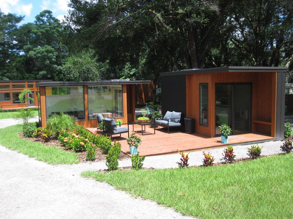 Brian Hartz. Escape Tampa Bay Village is community of 10 tiny homes plus a work and social event space.