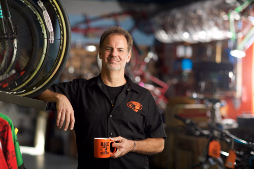Courtesy. The Bike Bistro Owner Steve Martin says his store is selling more bikes and gear and is doing more repairs than it normally would this time of year. He’s seeing regular and new customers come into the shop.
