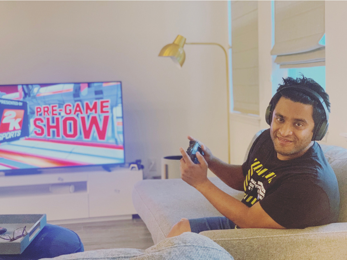 Courtesy. Arjun Choudhary enjoys some NBA 2K video gaming in his spare time.