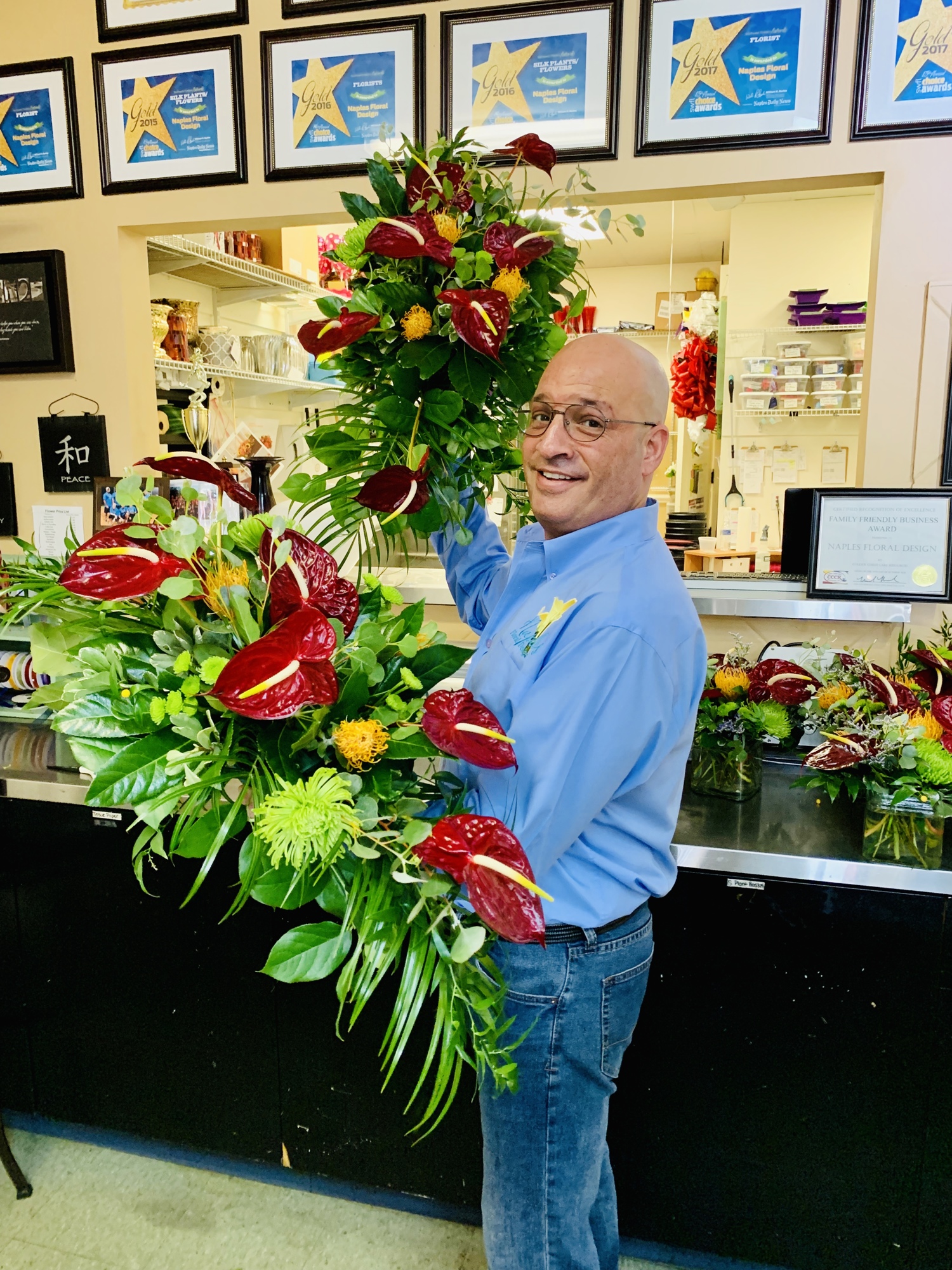 Courtesy. Michael Longo, owner and designer at Naples Floral Design, says his business offered to bring special items to people who were separated from their loved ones, whether they were at home or in hospitals or nursing homes.