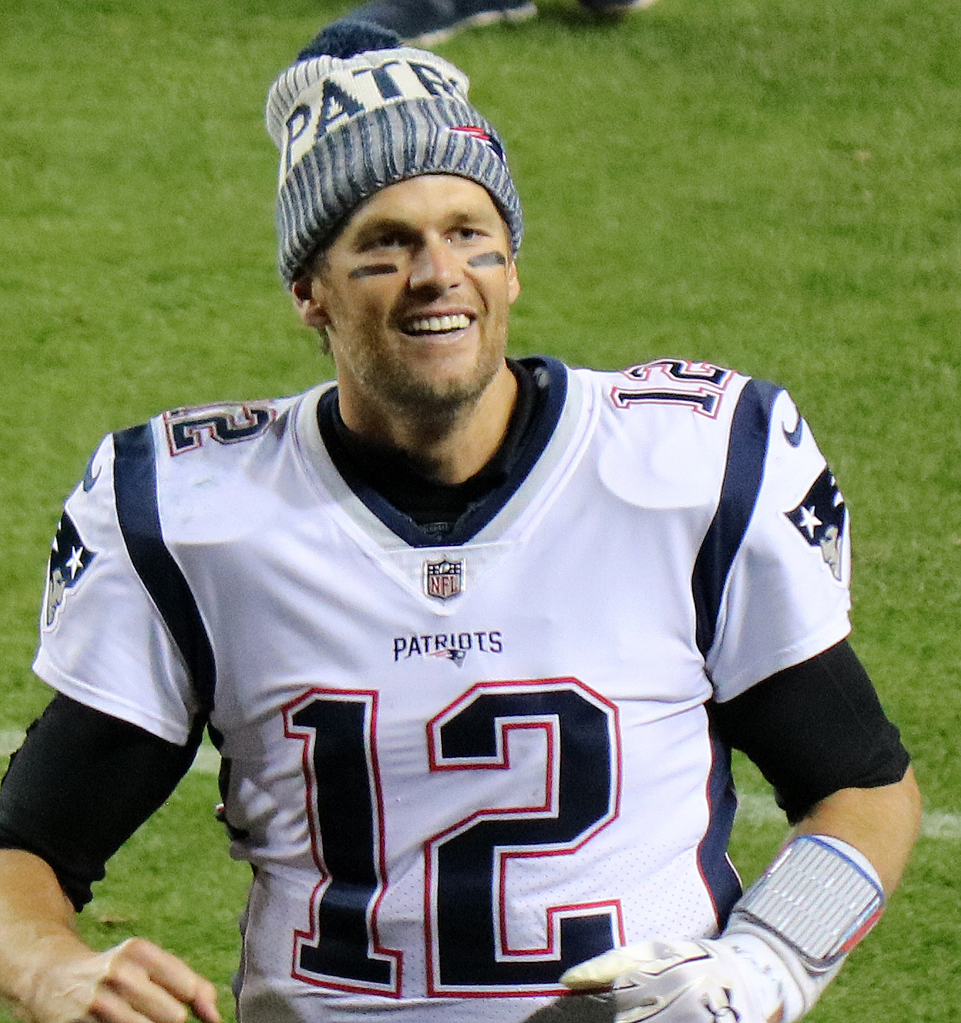 Wikimedia/Jeffrey Beall. Tom Brady, seen here in 2017 when he was with the New England Patriots, won't need his toque in warm and sunny Tampa.