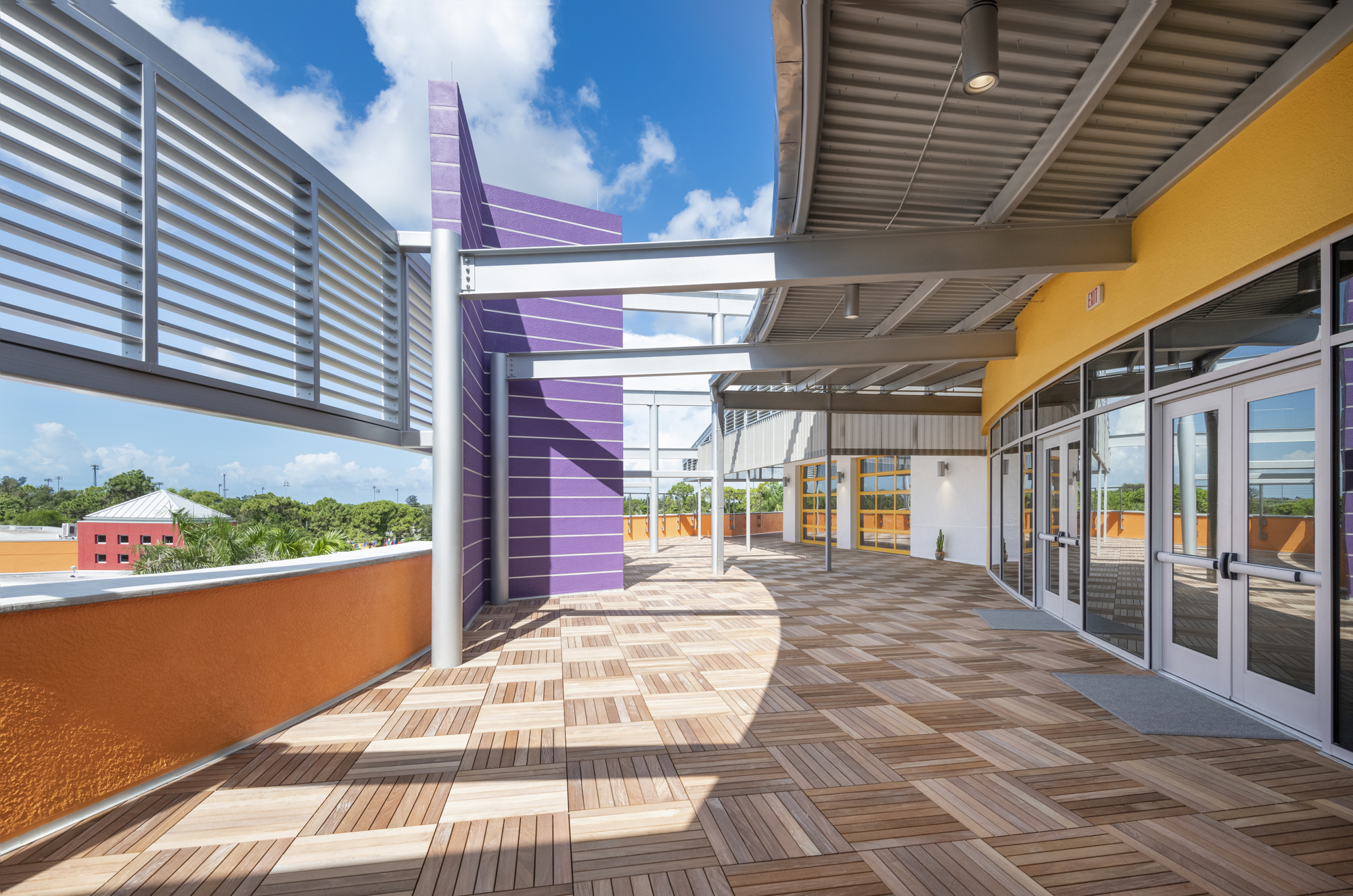 Courtesy. The Heights Early Learning & Education Center's roof is made with wood pavers from Brazil.