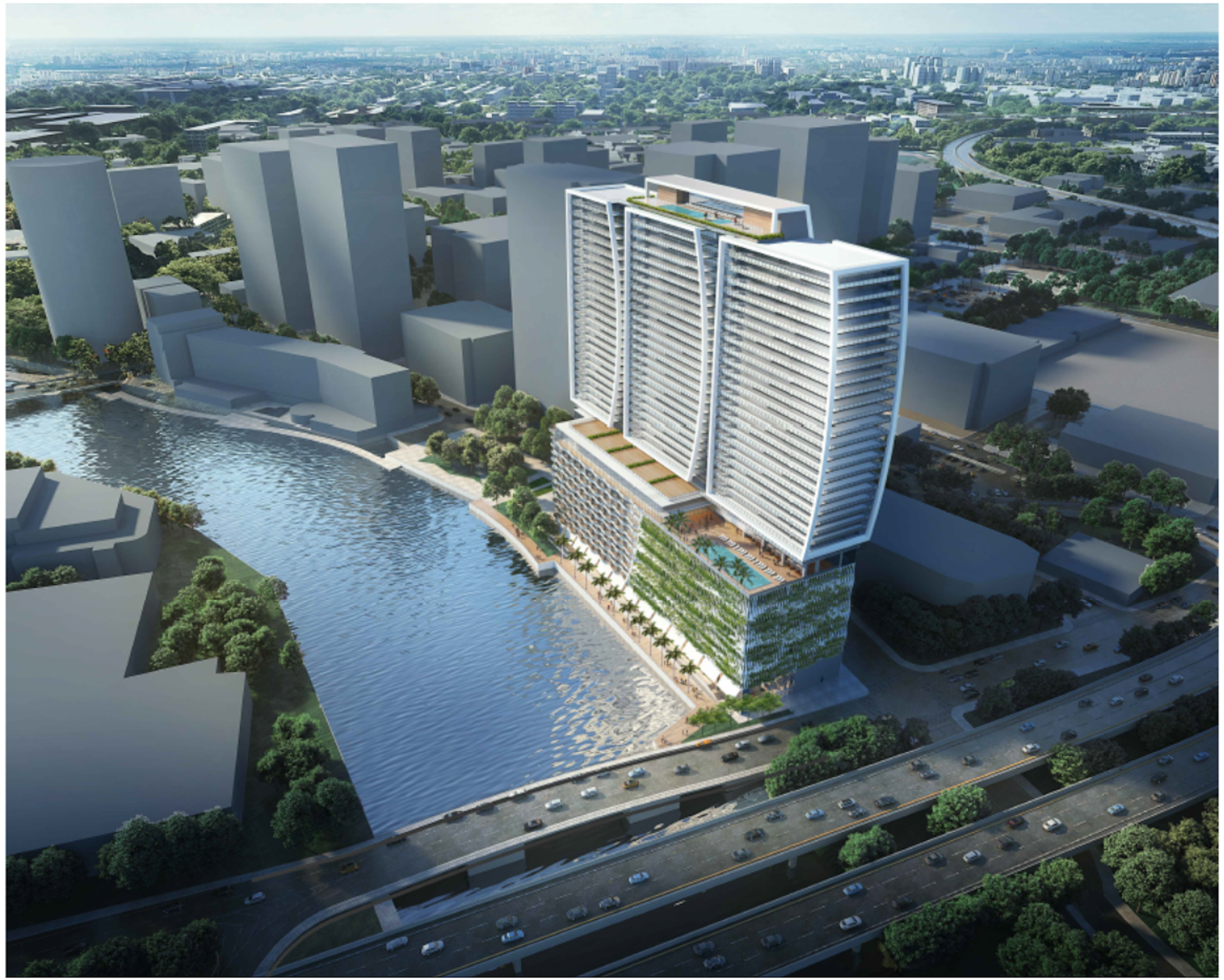 COURTESY RENDERING — Two Roads Development's Riverwalk Place will have residences tied to a luxury hotel.