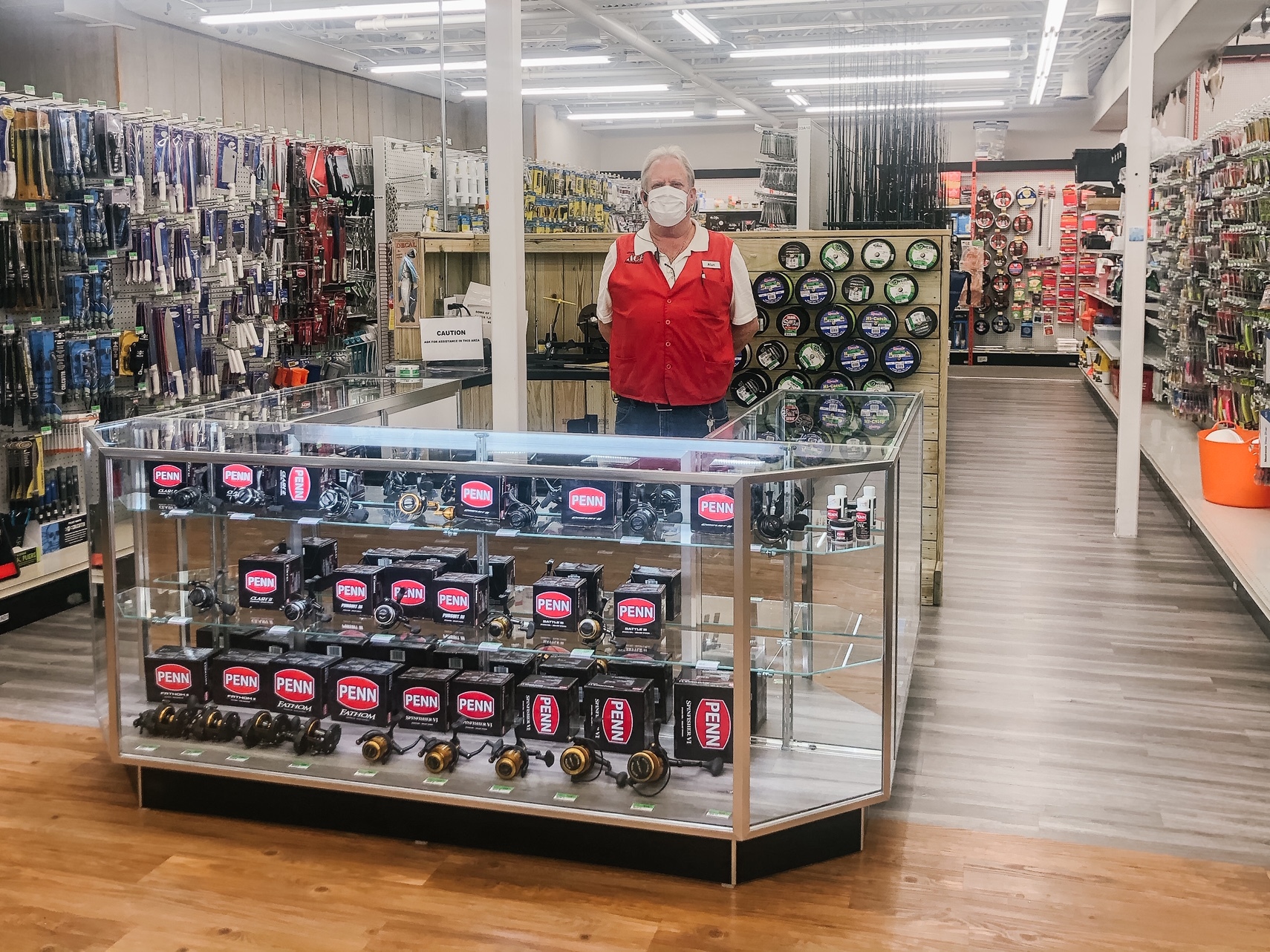 Courtesy. Crowder Bros. Ace Hardware, part of the Sunshine Ace family, recently opened a full fishing department at its Bradenton store to keep up with demand. Alan Mcpherson is an associate in the store.