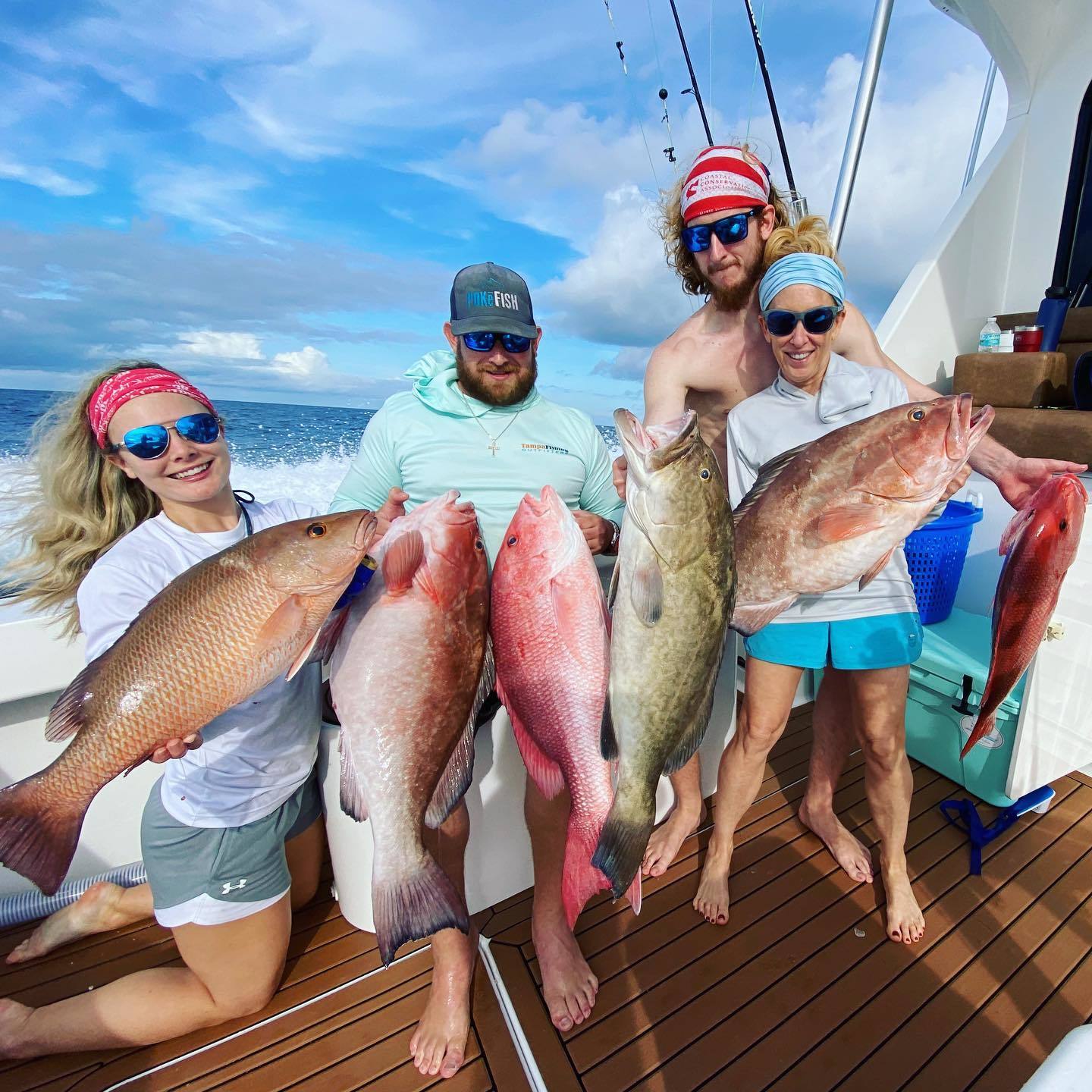 Courtesy. Jane Floyd and her family show off their red snapper haul on a recent fishing trip.