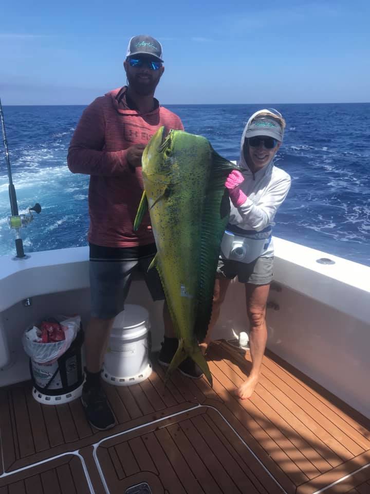 Courtesy. Jane Floyd landed a dolphin, also known as mahi-mahi, that weighed nearly 50 pounds.