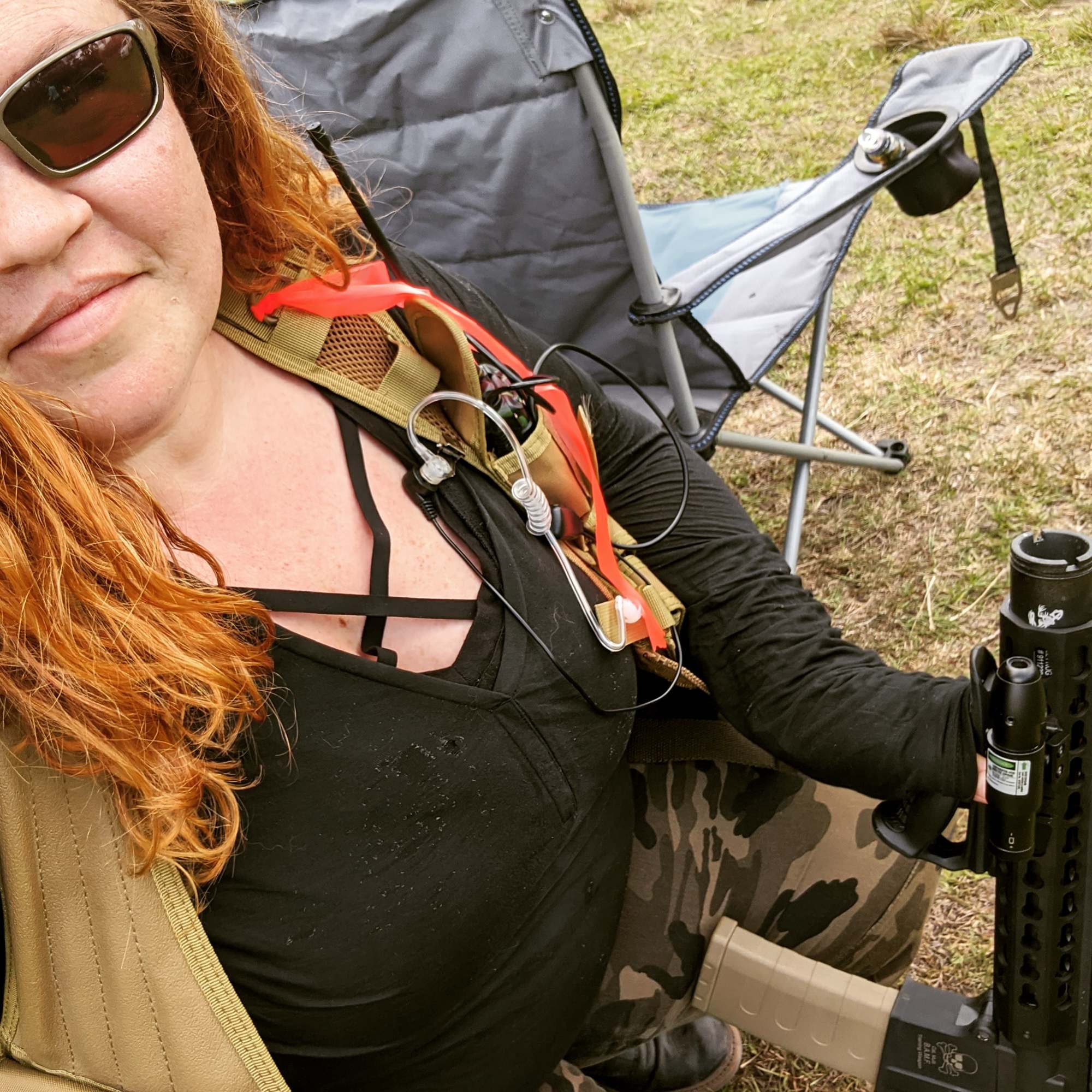 Courtesy. Sarah Kitlowski, president and COO of Sarasota-based Omeza, plays paintball regularly with a group of friends.