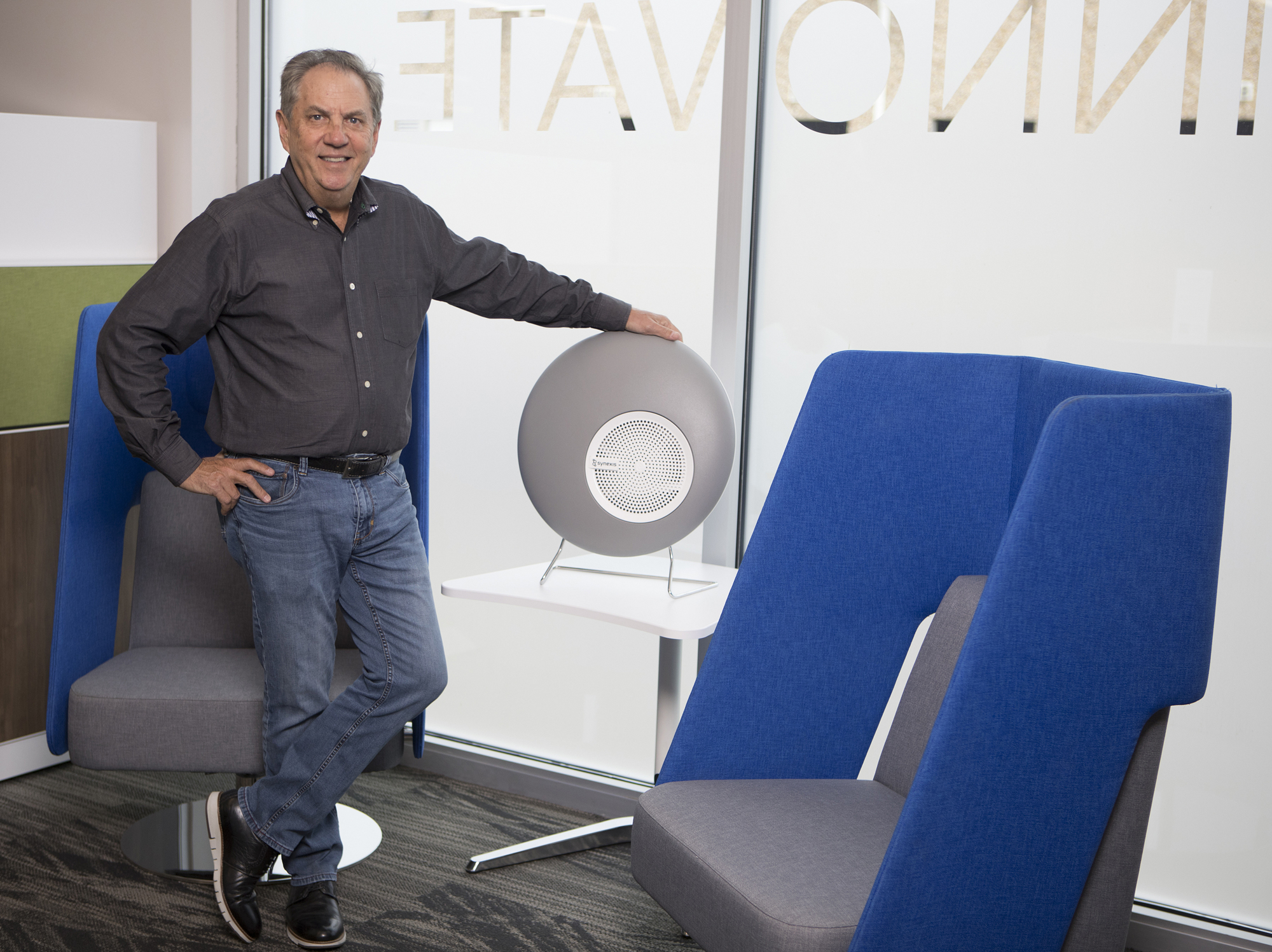 Mark Wemple. Tampa-based Reimagine Office Furnishings President Bill Adams is confident there’s a big future for selling air purification systems from Synexis.
