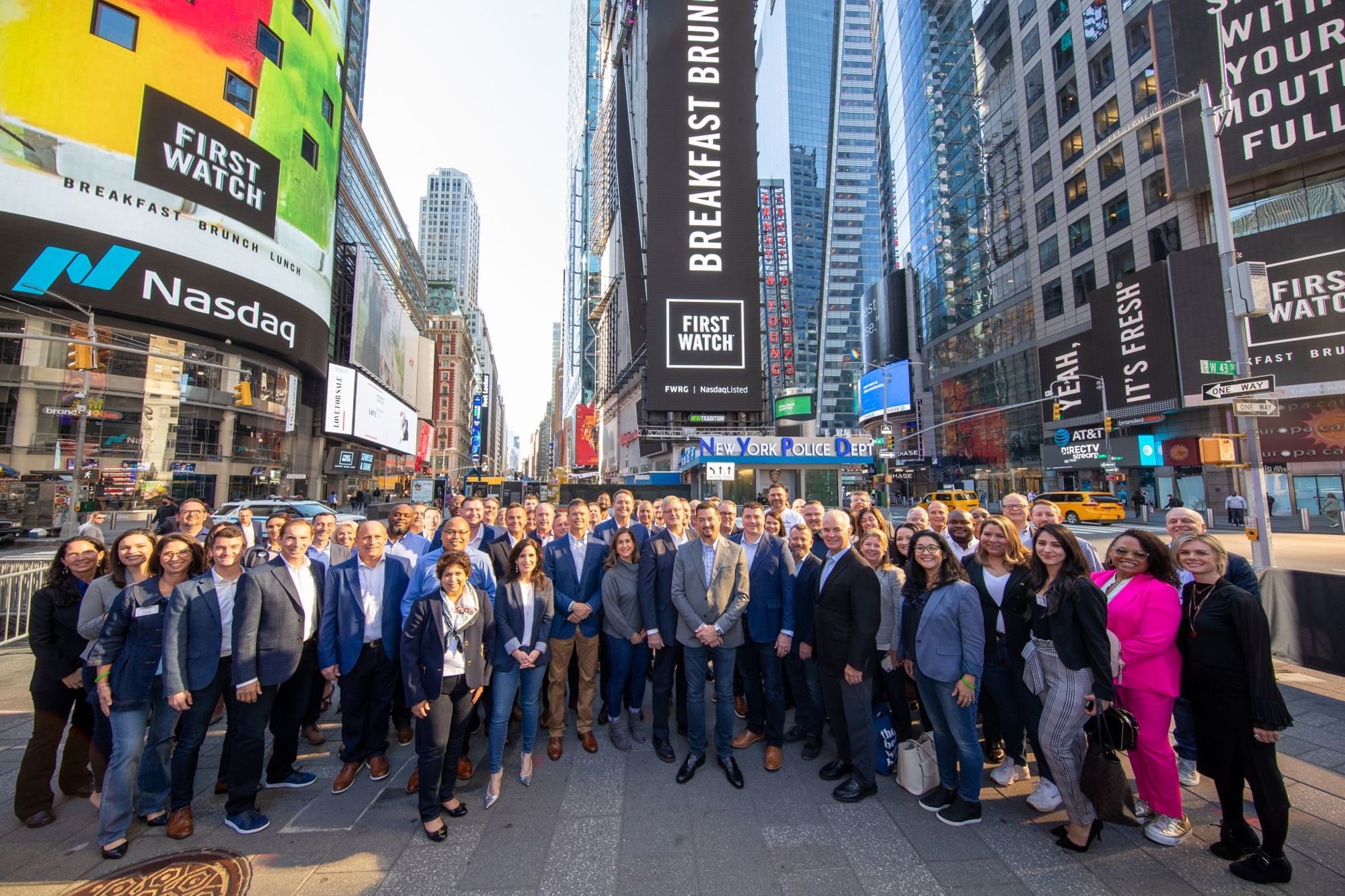 Courtesy. Some 70 First Watch employees made the trip to New York City for the IPO.