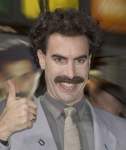 Wikimedia/Michael Bulcik. Sacha Baron Cohen in character as Borat Sagdiyev. The government of Kazakhstan at first opposed the 2006 