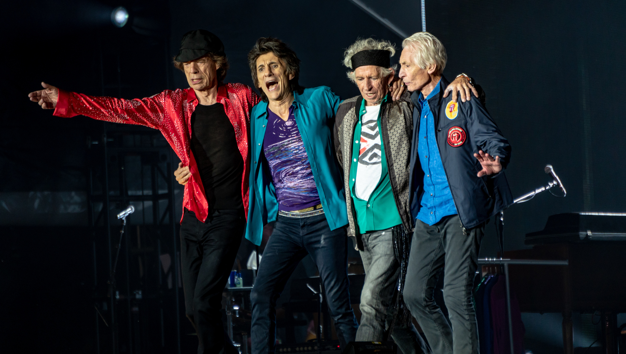 Wikimedia/Raph_PH. The Rolling Stones drummer Charlie Watts, far right, died earlier this year, leaving Mick Jagger, Ronnie Wood and Keith Richards as the sole surviving original members of the band.