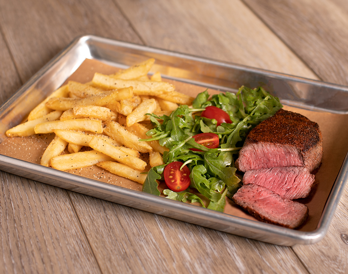 Courtesy. At Aussie Grill, you can get a seven-ounce, center-cut sirloin steak in less than four minutes.