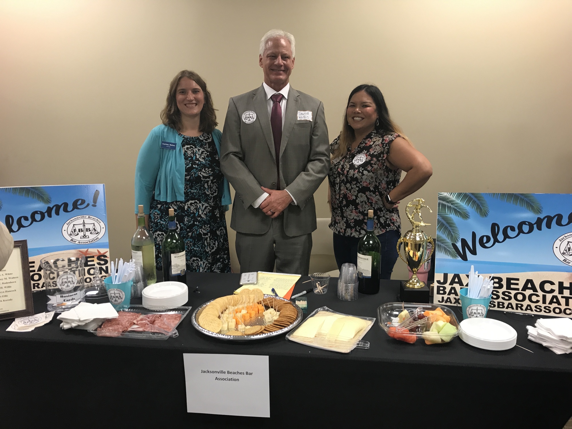 Courtney Waters, David Willis and Rose Hawk put on an impressive spread for the Jacksonville Beaches Bar Association.