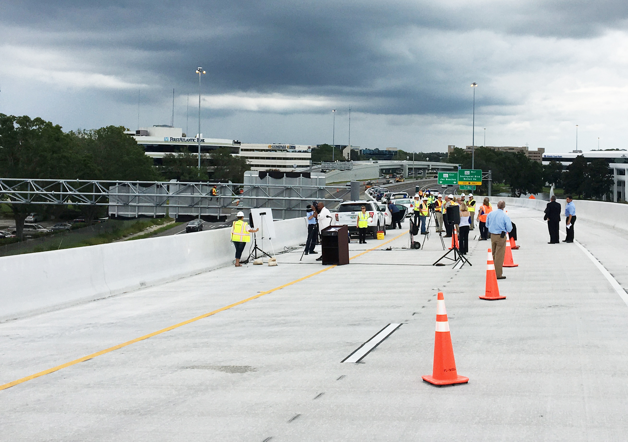 Gov. Rick Scott held a news conference Wednesday on the flyover exit ramp from Interstate 95 south to Butler Boulevard to announce it will open Wednesday.