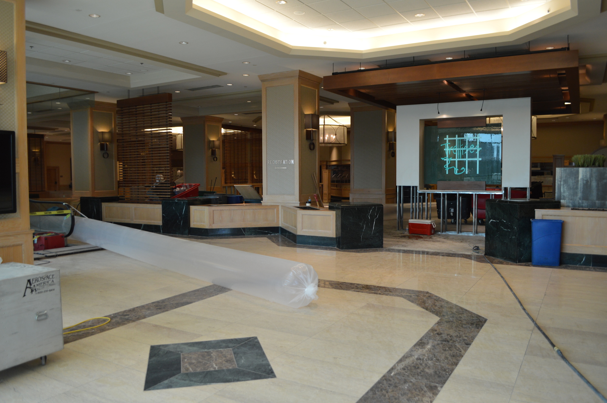 The lobby of the Hyatt Regency Jacksonville Riverfront hotel was still being cleaned Friday from the aftermath of Hurricane Irma.