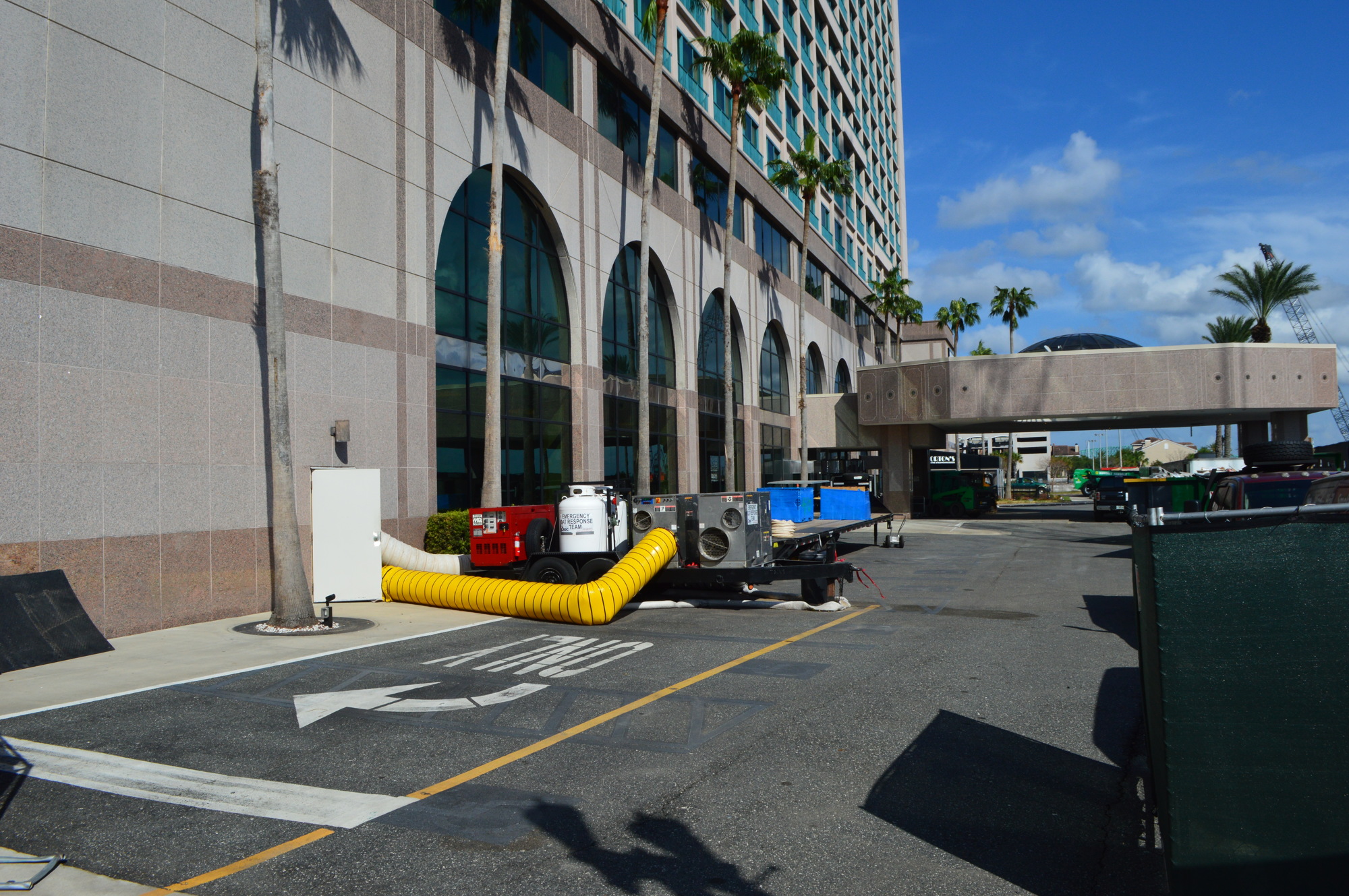 This equipment is being used to clean up flood damage to the Hyatt Regency Jacksonville Riverfront .