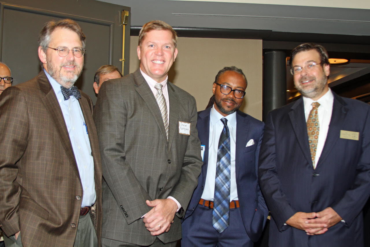 From left,  Judges James H. Daniel and Steve Fahlgren, journalist Al Letson and JBA President Tad Delegal.