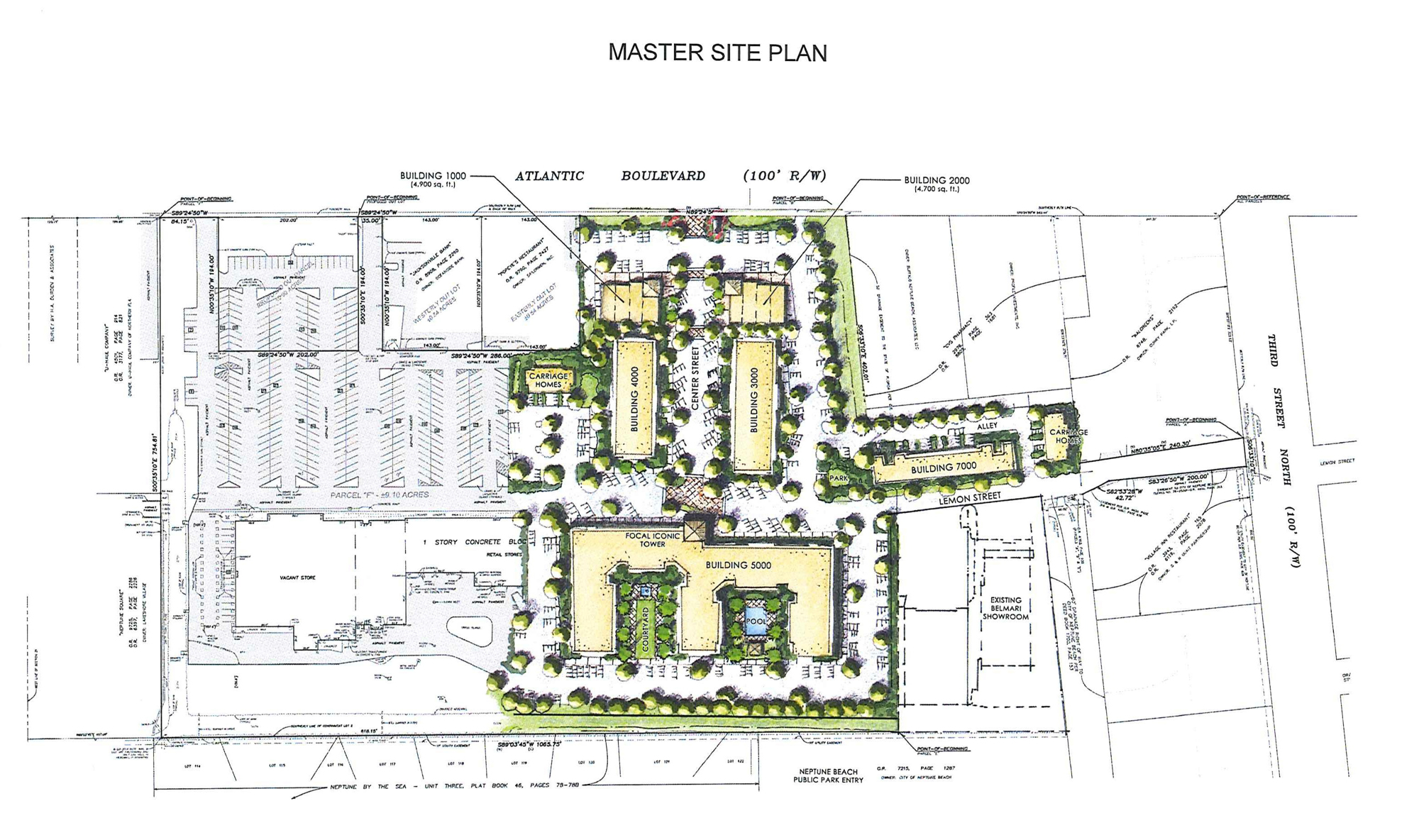 Plans for the proposed Neptune Beach Apartments.
