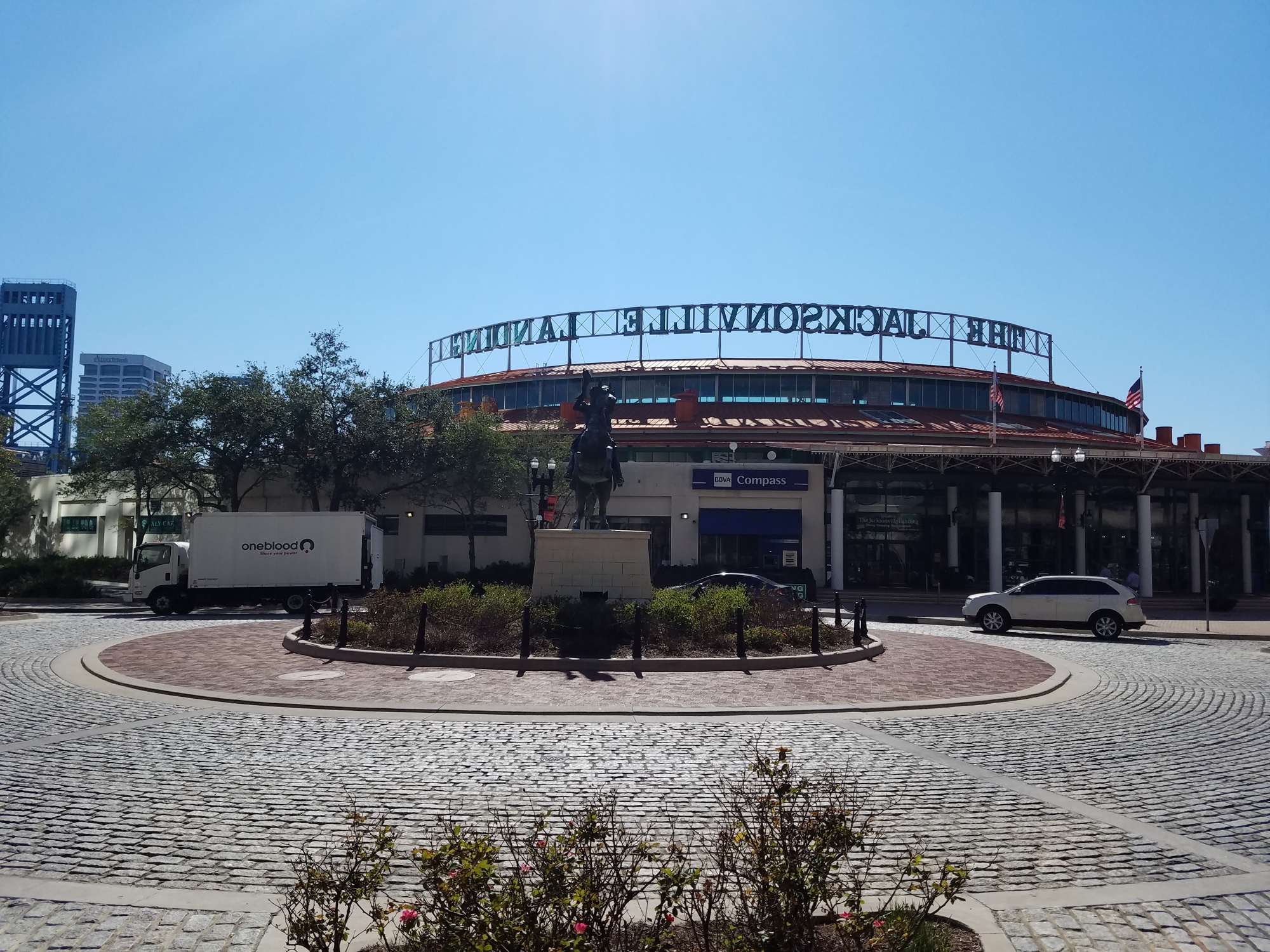 The lawsuit filed by Sleiman Enterprises claims the  roundabout at the corner of Laura Street and Independent Drive has blocked access to the mall.