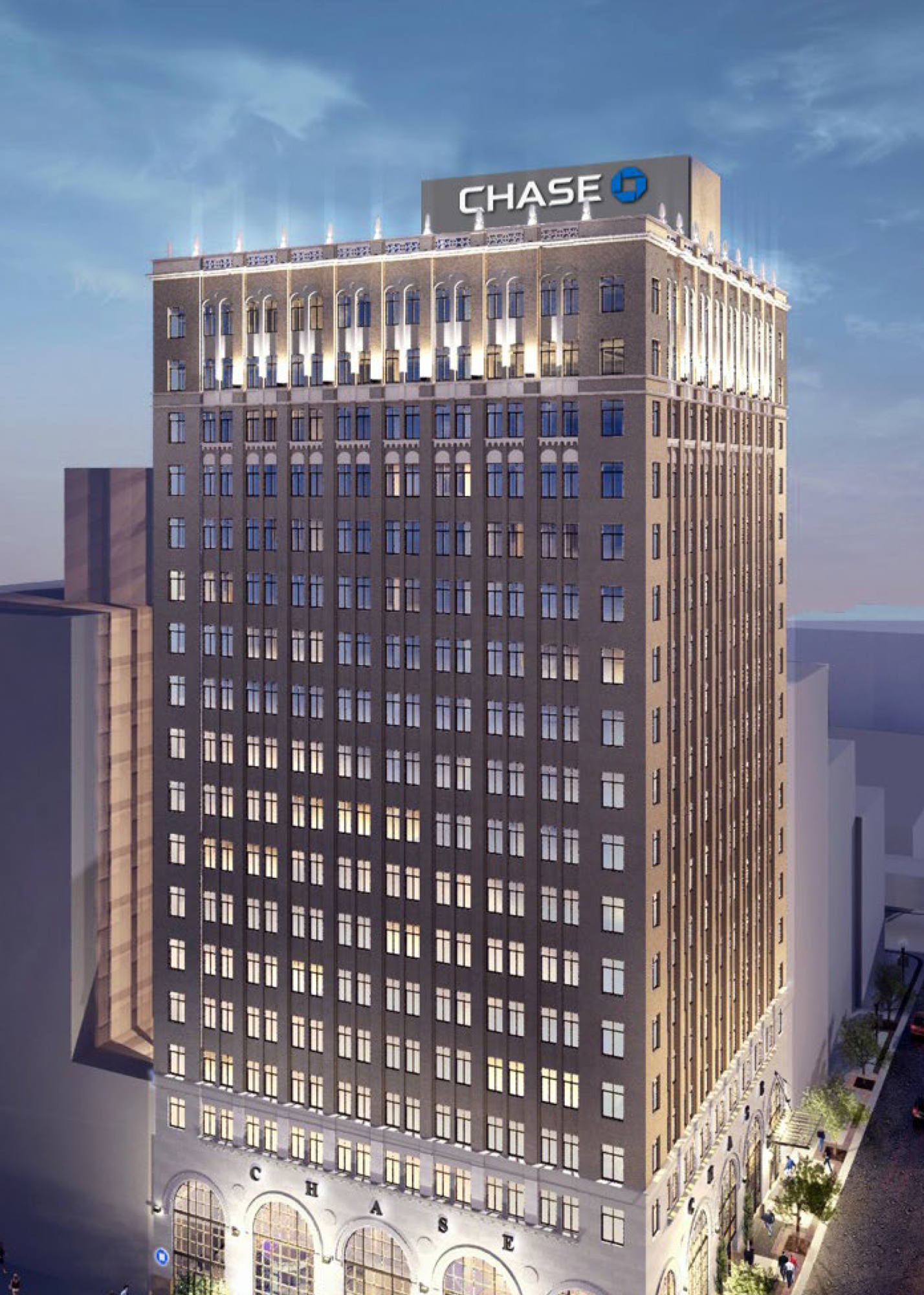 A contractor sent renderings to the city of proposed signs for Chase Bank as the anchor tenant.