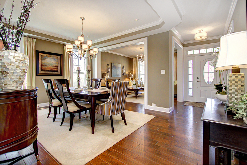 Staging was easy as little was changed in the former builder's model decor and furnishings. 