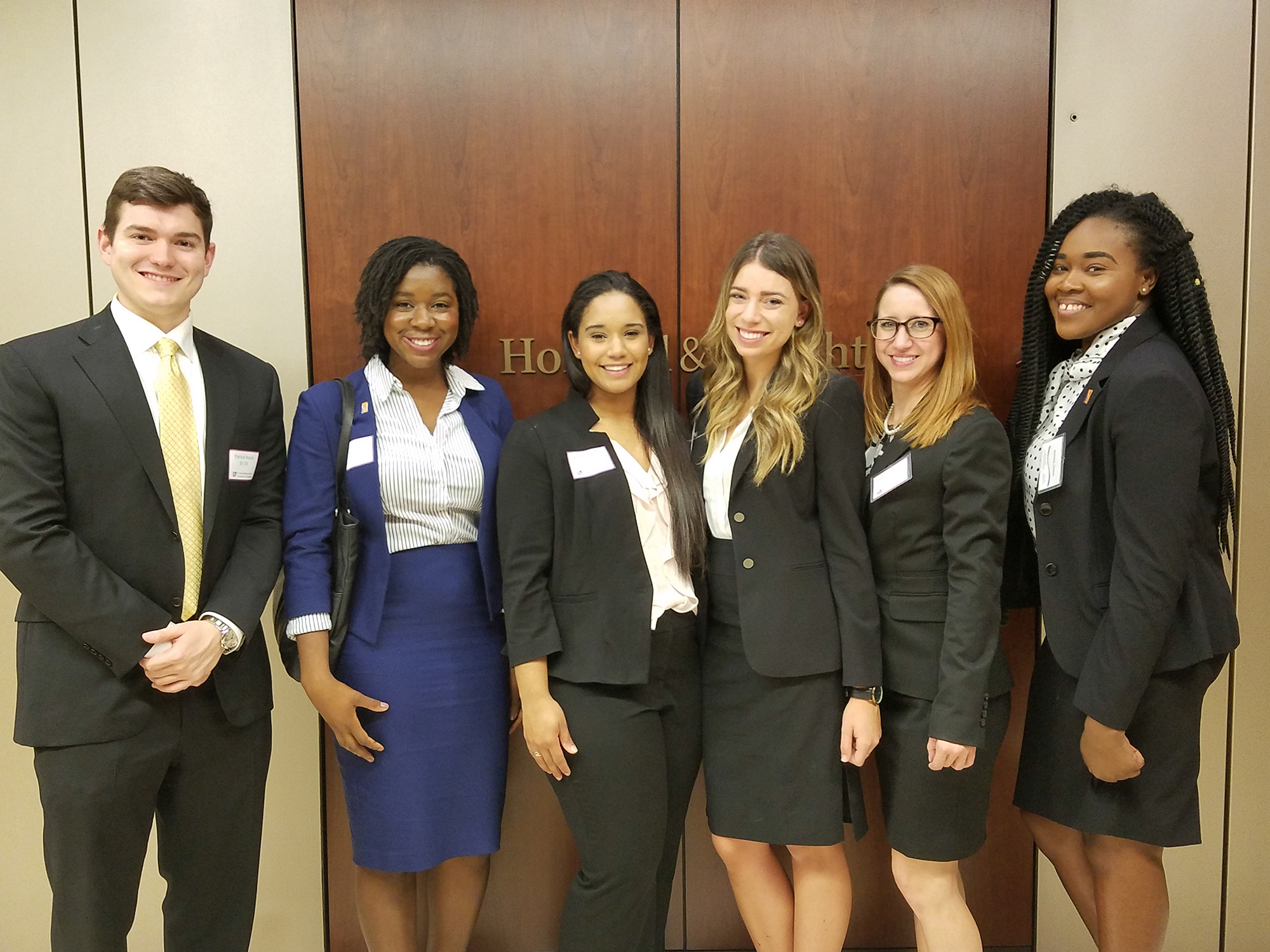 University of Florida law students from left, Patrick Hosch, Yolen Kamara, Jazmen Howard, Danielle Castellanos, Jessica Lefebvre and Richantae Johnson.