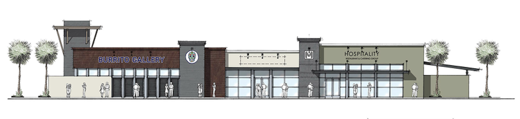 Rendering of a retail building will sit on 1.77 acres of the 18.5-acre project area at southwest Gate Parkway and Deerwood Park Boulevard.