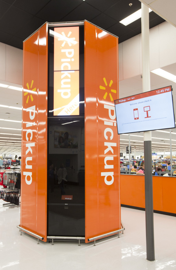 Walmart has added Pickup Towers at 15 Florida locations. The machine vends items the customer has ordered online.