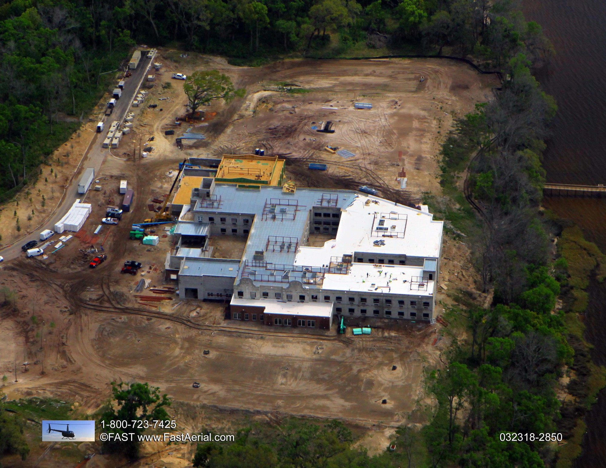 A March 23 aerial photograph of the 120-room Dolphin Pointe Health Care skilled nursing center under construction north of Jacksonville University.