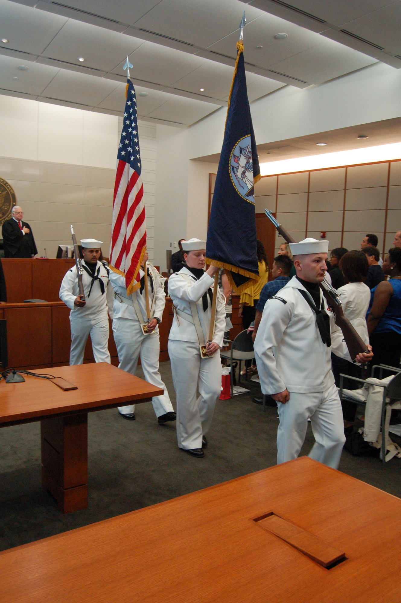 The color guard from the Fleet Readiness Center at Naval Air Station Jacksonville opened and closed the ceremony.