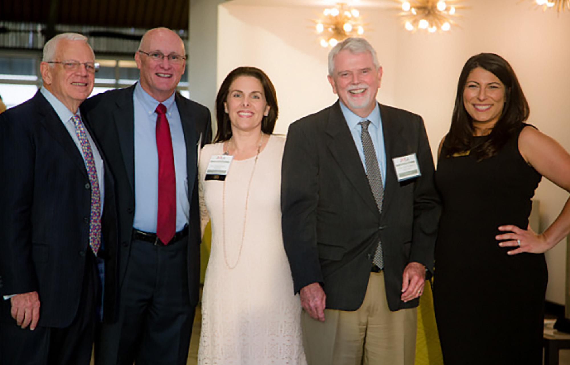 Attorney Elliot Zisser, Circuit Judge Russell Healey, Circuit Judge Tatiana Salvador, Chief Judge Mark Mahon and Jamie Karpman, president-elect of the Jacksonville Women Lawyers Association.