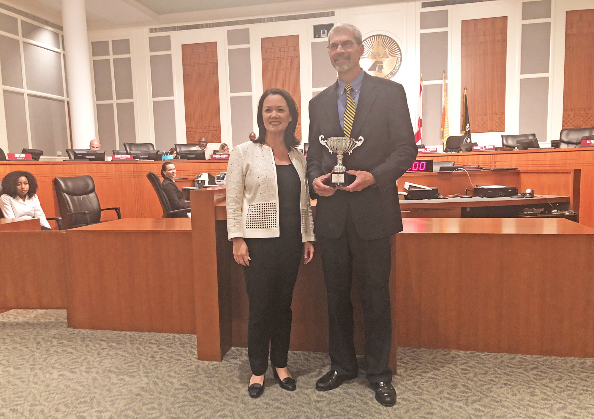 City Council Auditor Kyle Billy was honored with the Robert O. Johnson Good Government Award presented by council President Anna Brosche.