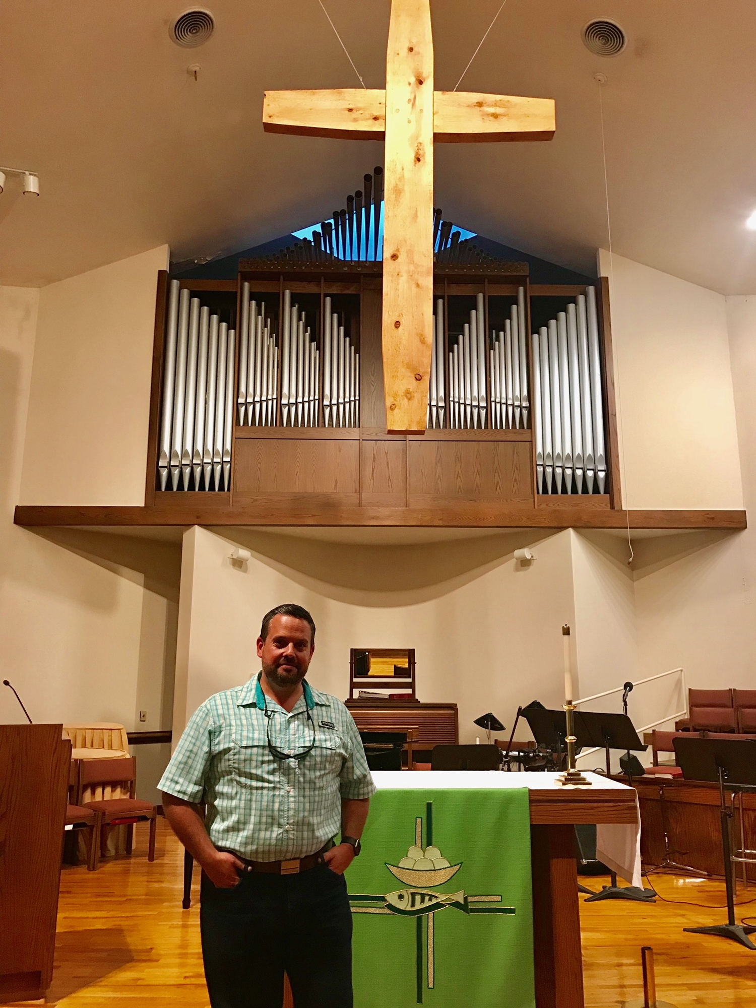 Harvest Baptist Church Pastor Bryan Samms at St. Matthew’s Lutheran Church along Merrill Road. Harvest Baptist intends to buy St. Matthew’s and relocate there under a new name, River City Baptist Church.